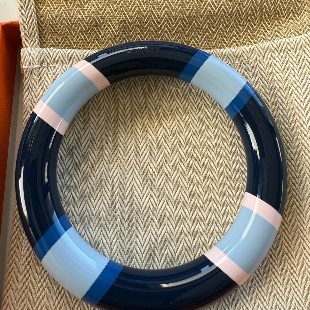 Hermès Equipe Blue and Pink Bangle Large Model New in Box - color Ecume
